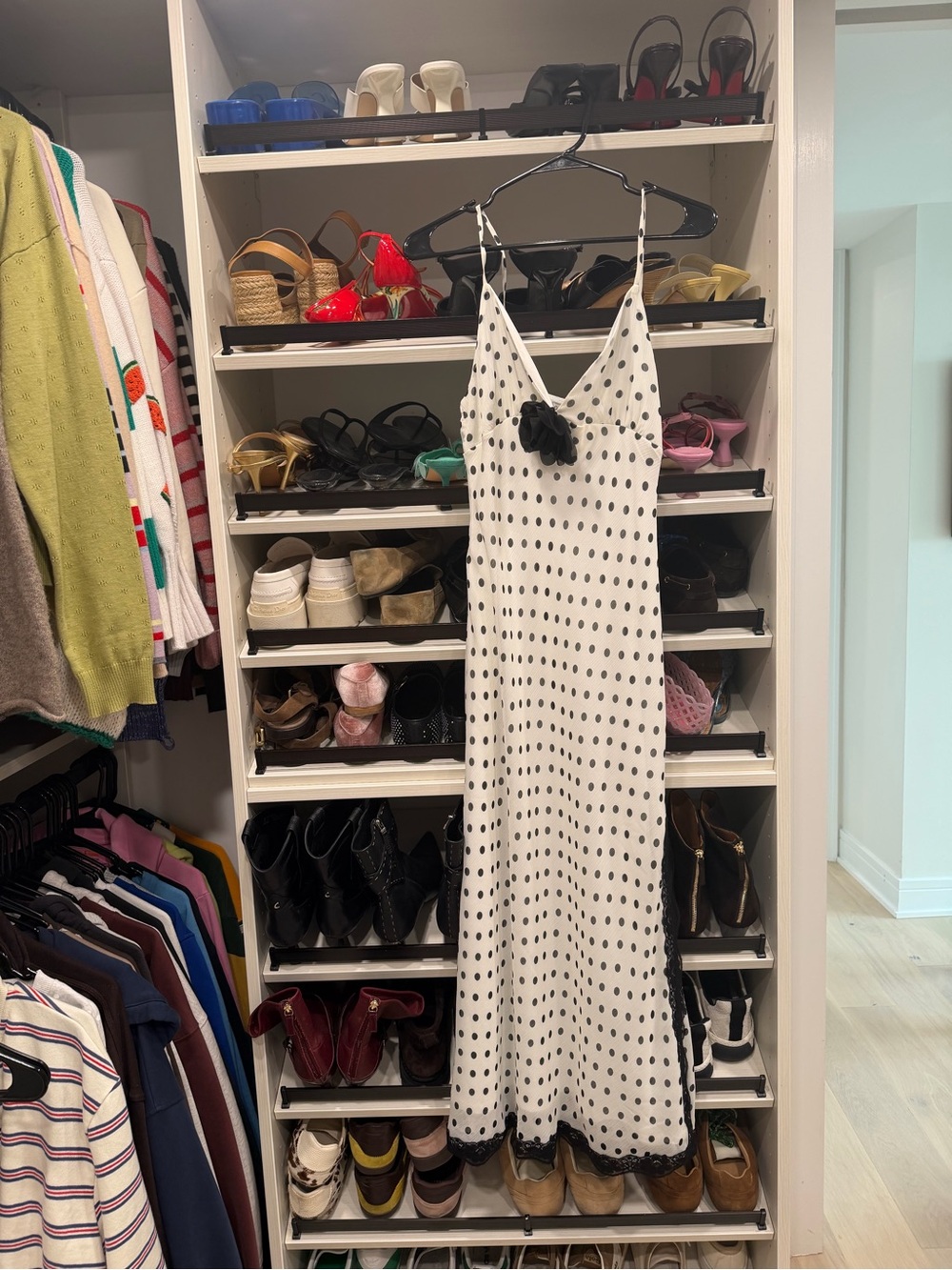 Miss Selfridge White Maxi Slip Dress with Black Polka Dots